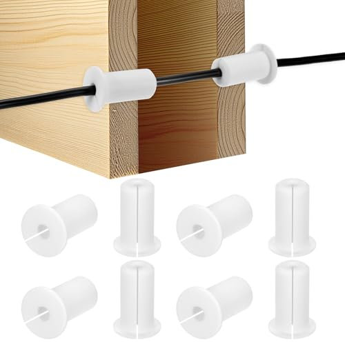 M METERXITY Kit di Instradamento Cavi 8-Pz, per Foro Muro 3/4 Pollici Passacavo Passacavo, Boccola di Copertura Foro Muro per Cavo Ethernet [Lunghezza 38mm, Bianco]