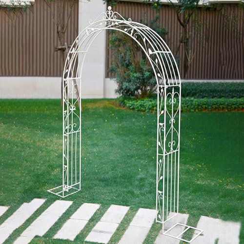 Vzhrvd Gewölbtes Spalier, Metallgartenbogen, Gartenlaube, für Kletterpflanzen, Laube mit Gewölbter Spitze, für Weinreben Bei Hochzeitszeremonien, Gartenspalier, Retro(White)