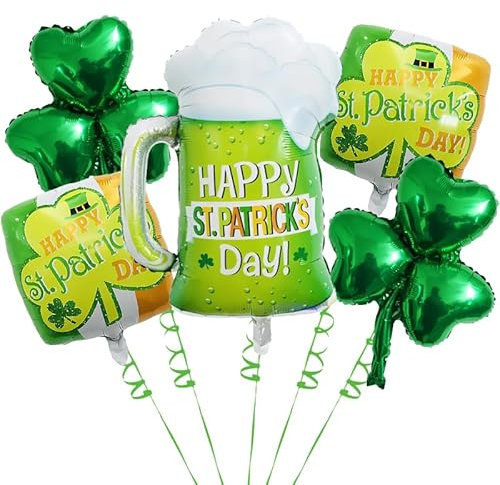 DazzJoy St. Patricks Day Luftballons, Glück Kleeblatt Deko Luftballon, Irische Ballon, Happy St Patrick's Day Deko Folienballon, St Patricks Day Helium Ballons für 2025 Irland Festival, Karneval Deko