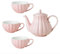 OOMRNV 4-teiliges Teeservice aus britischem königlichem Porzellan, Kaffeeservice im europäischen Stil, Hochzeitsteeservice für Erwachsene, Vintage-Pink-China-Kaffee-Geschenkset