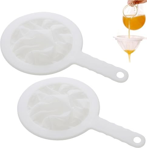 2pcs Plastic Nylon Fine Mesh Strainer,200 Mesh Fine Mesh Food Grade PP Strainer Ultra-Fine Nylon Mesh Sieve Mesh Colander with Non Slip Handle for Coffee Jam Fruits Vegetable Straining Set Strainer