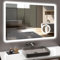 GIMBELEN LED Bad Spiegel 80x60 cm mit Beleuchtung, 3 Lichtfarben & Dimmbar, Antibeschlag, Uhr & 3-fache Vergrößerung, Wandspiegel für Badezimmer