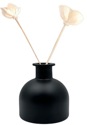 Botella difusora de perfume de vidrio vacía de 3.4 onzas, frasco difusor de aromaterapia recargable, contenedor de fragancia para el hogar, baño, oficina, decoración (negro mate)