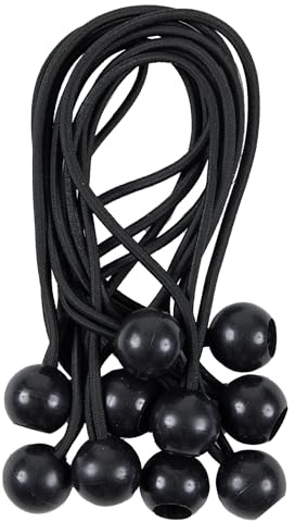 Gecosac Elastic Bungee Cord with Ball 10 Pieces 17 cm – Elastic Strap for Quick Fixing in Tarpaulin, Tent, Banner, etc.