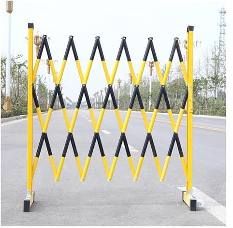 Erweiterbare Absperrung, Erweiterbare Absperrung mit Rollen, Zusammenklappbares Sicherheitstor zur Verkehrskontrolle, Mobiles einziehbares Einfahrtstor, Tragbares Scherentor(Black,47x79in)