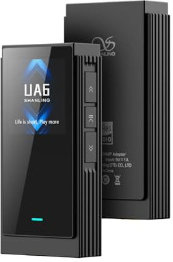 SHANLING UA6 Kopfhörerverstärker, tragbarer USB DAC Amp, DAC CS43131x4, 768kHz/32bit DSD512, 1,3IN Display, für Android/iOS/Mac/Windows, 3,5/4,4 mm/SPDIF-Ausgang, bis zu 361mW@32Ω Ausgang (Black)