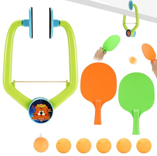 Hängender Tischtennis Trainer Set, Tür Pingpong Spiel, Verstellbarer Door Ping Pong Game, Ping Pong Türspiel mit 2 Schläger und 6 Bälle, Pingpong-Trainer für Übungs Familienspiele
