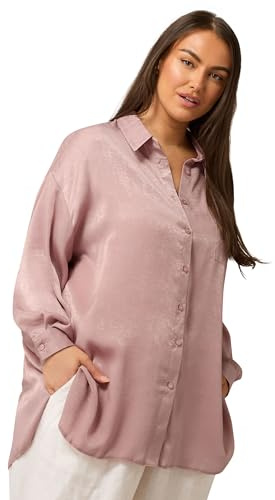 EVANS Curve Metallic Button Through Shirt - Women's - Plus Size Curve Light Pink
