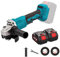 Akku Winkelschleifer für Makita 18 V, 125 mm Bürstenloser Motor Akkuflex, Akku Flex mit 2 Akkus & Ladegerät, 2 Trennscheiben, 1300RPM, zum Schneiden, Rostentfernung (A)