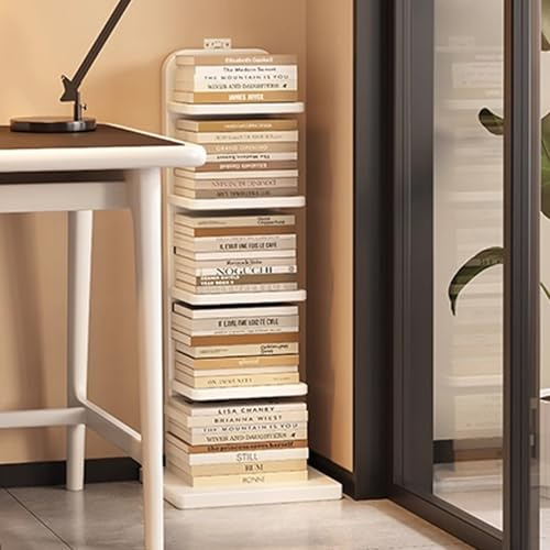 Narrow Ladder Bookshelf, Mid Century Wooden Bookcase with Anti-tip Device, 4cm Thickened Base for Small Space, Living Room, Office, Bedroom