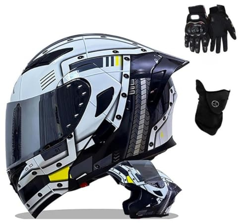 Casque Modulable Moto ECE Homologué Intégral Flip-Up Casque, Double Visière, Adulte Casque de Moto Scooter(C7,XXXL(63~64CM))