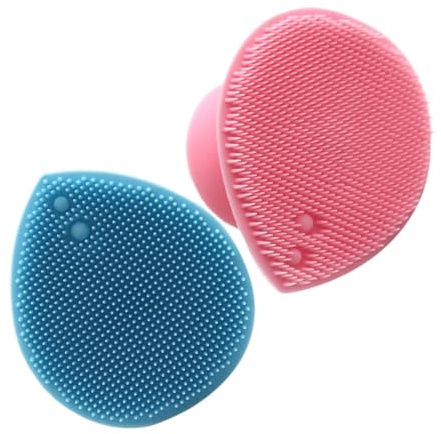 Homoyoyo 2 Stück Silikon Gesichtsreinigungsbürste Herzform Sanfte Peeling Massage Bürste für Kopfhaut Tiefenwirksame Porenreinigung und Hautpflege in Rosa und Blau