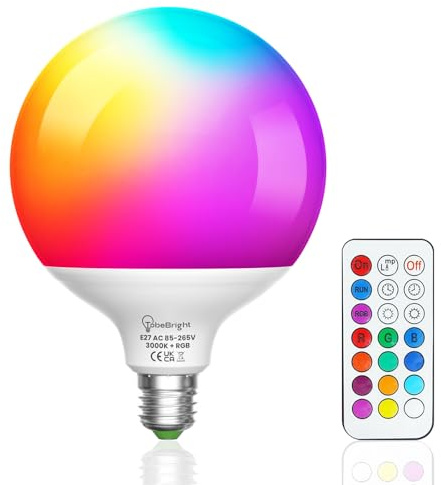 TobeBright 10W E27 RGBW LED Glühbirne mit Fernbedienung, RGB + Warmweiß, Dimmbare, 2 Modi, Timer, Ersatz für 100W Glühbirne, G120 E27 LED Glühbirne Farbwechsel für Bar KTV Party Dec