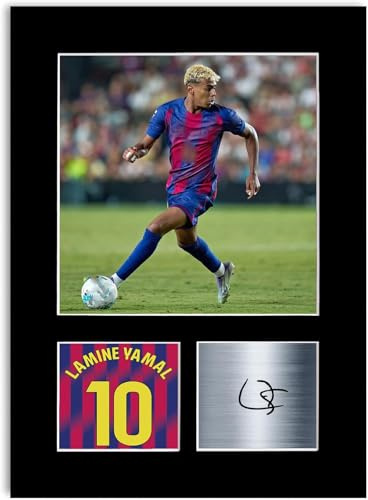 LJW Prints Lamine Yamal Fußballspieler 2025-2026 Druck signiert mit Unterschrift Foto Ansicht Poster Montage für Fans und Unterstützer von Barcelona