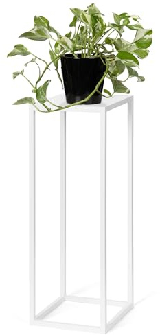 LAMO Manufaktur Portafiori in metallo bianco 68 cm | Porta vasi da interno design moderno da soggiorno, camera da letto | Grande supporto per piante nuziali, tavolino per sculture e decorazioni casa