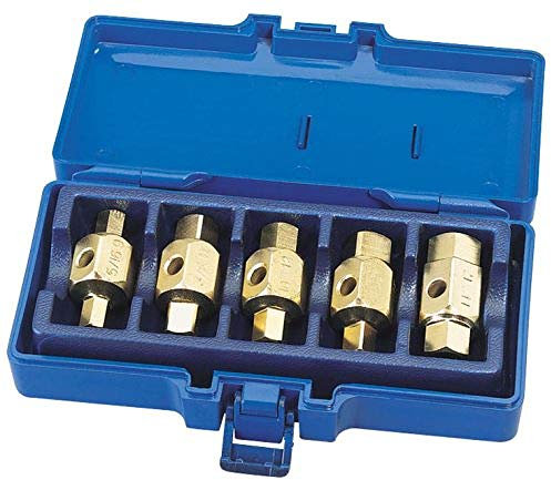 Draper 56627 Car Axle Gearbox Oil Sump Drain Key Plug Kit Set, 5 Pieces , Blue