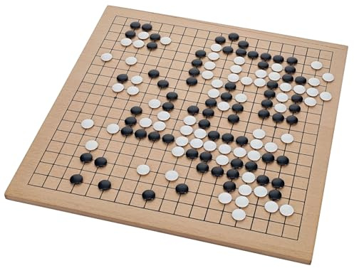 WE Games Go Game Set 11.75 Inch - Traditional Go Set with Light Wooden Board 19 Tiles, Wood Veneer Goban, Strategy Board Games for Adults, Go Board Game 19x19 Tiles