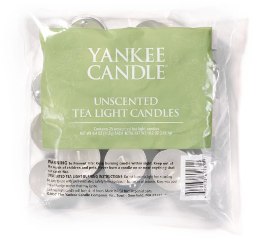 Yankee Candle 1130786 Teelichte duftfrei 25 Stück 289 g Wachs 17 x 19,2 x 5,5 cm, weiß