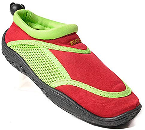 BECO chaussons aquatiques - chaussure de bain chaussures néoprènes pour enfants - Multicolore (Rouge/Vert) - 29 EU