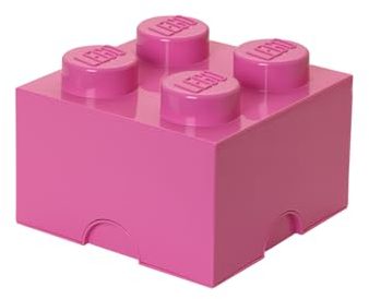 LEGO Storage Brick 4 Knobs Bright Purple - Stackable Plastic Storage Box with Lid for Kids and Adults Ideal Desk Organizer and Toy Box - 5.6L Capacity