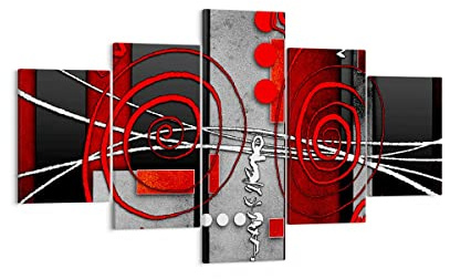 ARTTOR Moderno Quadro su Tela 90x30 cm Stampe da Parete Astratto - 0599 | Grafica cifre Geometrico Quadro Decorativo Set da 5 pezzi Soggiorno Arte da Parete Decorazione da Parete ARTTOR