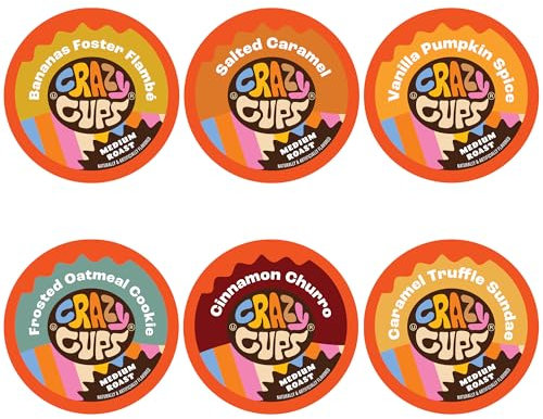 Crazy Cups Coffee Pods Assortment Pack - Coffee Flavors for Keurig K Cups Machine, Recyclable Single Serving Cups, 24 Pack (Pack of 1)