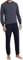 Schiesser Herren Schlafanzug Lang Mit Bündchen - Nightwear Pyjamaset, Dunkelblau_159620, 27 EU