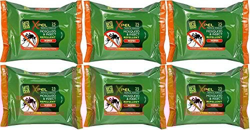 Xpel Insect Mosquito REPELLENT WIPES Tropical Formula 25 wipes (6)