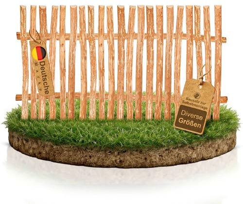 BooGardi Zaunelement Haselnuss · 144 Größen · 100 x 120 cm (7-9 cm) · Staketenzaun Bausatz für Lattenzaun/Bretterzaun · Gartenzaun Holzzaun