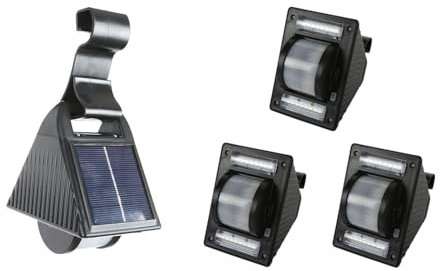 BURI 3er-Set Solar Dachrinnenleuchten Solarlampen Zaunleuchte Aussenlampe Gartenlicht