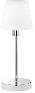 meineWunschleuchte Lampe de table tactile, abat-jour en verre blanc et pied chromé, hauteur 32 cm