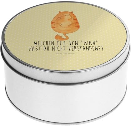 Mr. & Mrs. Panda Blechdose rund Katze Mittelfinger - Geschenk, Metalldose, Blechdosen mit Deckel, Mieze, Keksdose, Katzenmotive, Tiger, Kater, Cats,