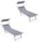 XONE Coppia Lettini Sdraio Spiaggia Pro 2 posizioni colore grigio melange + prendisole regolabile per spiaggia, stabilimento balneare, giardino, terrazzo. Dimensioni 183/190x61x38cm