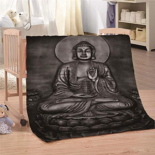 Ahhblan Kuscheldecke Flauschige Decke Buddha Figur Wohndecke Microfaser Flanell Decke Super Weiche Fleece Sofadecke Überwurfdecke für Kinder Kuschelige Reisedecke 150x200 cm