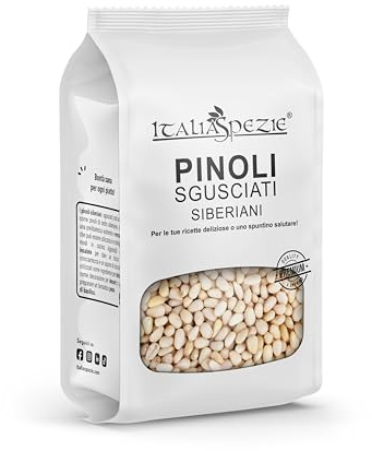 Pinoli Naturali Sgusciati Siberiani 350g, Primissima Qualità - Non tostati, senza sale, conservanti o additivi. Eccellenti per pesto alla genovese. Naturalmente Italia Spezie