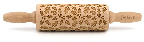 Folkroll Teigrolle Stechpalme, junior, 23 cm, Nudelholz, Prägerolle, Muster, Motiv, Rolle, Buchenholz, 332801