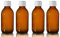 200ml Amber Glass Bottles with white Medicap lids ~ Pack of 4 ~ Child resistant closure, refillable, reusable, and travel sized strong medicine bottle