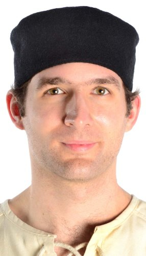 HEMAD Mittelalter Kappe Wollfilz gefüttert Modell: Machorel, Schwarz XXL