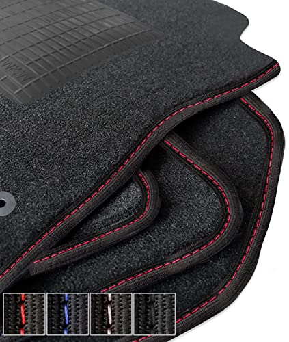 moto-MOLTICO Premium Auto Velours Autoteppiche Schwarz Automatten passend für Mercedes-Benz A-Klasse W169 2004-2012 - Rote