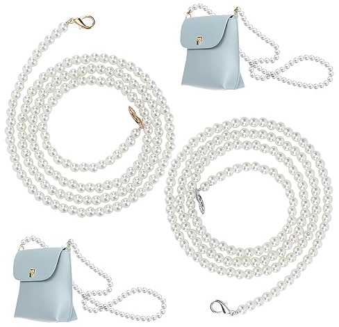 2 Stück Perlen Handtasche Griffe Gurt Perlenkette Stilvolle Taschenriemen Schmuck Dekoration Zubehör Abnehmbare Schultergurte für DIY Taschen Geldbörsen Handtaschen(1 meter)