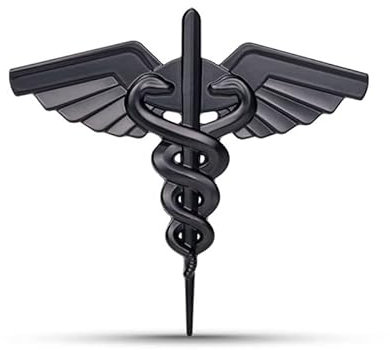 Noizzy Stemma per auto con logo medico Caduceus Snake Staff 3D in metallo adesivo sanitario accessori per lo styling (nero)