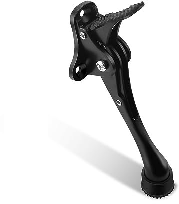 TOKPLNU Kick Down Door Stop, 4 Inch Long Black Kick Down Door Stopper Heavy Duty Kick Down Door Stay Holder with Rubber Tip & Spring for Patio Outdoor Gate, Keep Door Open