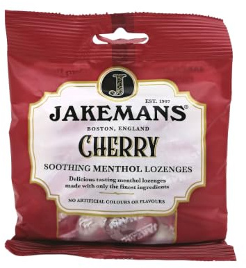 Jakemans Cherry Soothing Menthol Sweets 73 g - Pack of 2 - Suitable for Vegetarians