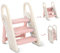 Onasti Taburete Plegable de Tres peldaños para niños, Escalera de 3 peldaños para niños, Asiento de Entrenamiento para Inodoro, multifunción, Ajustable en Altura, Antideslizante (Rosa)