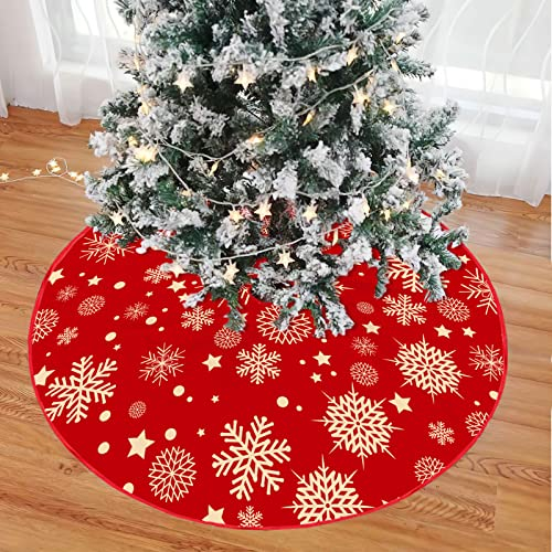 Odot Weihnachtsbaum Decke Rund, Kreative Weihnachtsbaum RockTannenbaumdecke, Weihnachtsbaum Unterlage Christbaumständer für Weihnachtsdeko Neujahr Party (Rotes Gold,48Zoll)