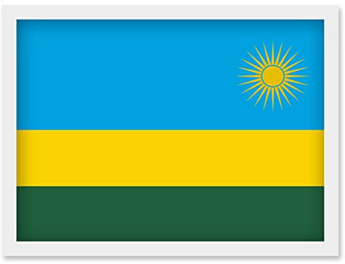 Artery8 Rwanda National Flag Patriotic Vexillology World Flags Country Region Poster Artwork Framed Wall Art Print A4