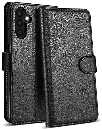 Case Collection for Samsung Galaxy A34 5G Phone Case - Premium Leather Folio Flip Cover | RFID-Technology | Kickstand | Money and Card Holder Wallet | Compatible with Samsung A34 5G Case Black