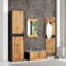ZYLOYAL10 Garderoben Set 4-teilig mit Spiegel und Sitzbank, Garderoben Set, Garderobenmöbel，Garderoben-Set, Stylishe Kompaktgarderobe mit 4 Kleiderhaken, Stangen und Ablage, Praktischer Wandgarderobe