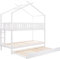Etagenbett Hausbett,Etagenbett 3 Personen,Hochbett 90X200,Jugendbett Kinderbett Mit Lattenrost,Ausziehbar Platzsparendes Design Weiß