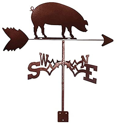 Schweine-Rinder-Wetterfahne aus Edelstahl, langlebig, Retro-Bauernhof-Szene, Gartenpfahl, Wetterfahne, Messwerkzeuge für Terrasse, Hof, Dekoration (Schwein)